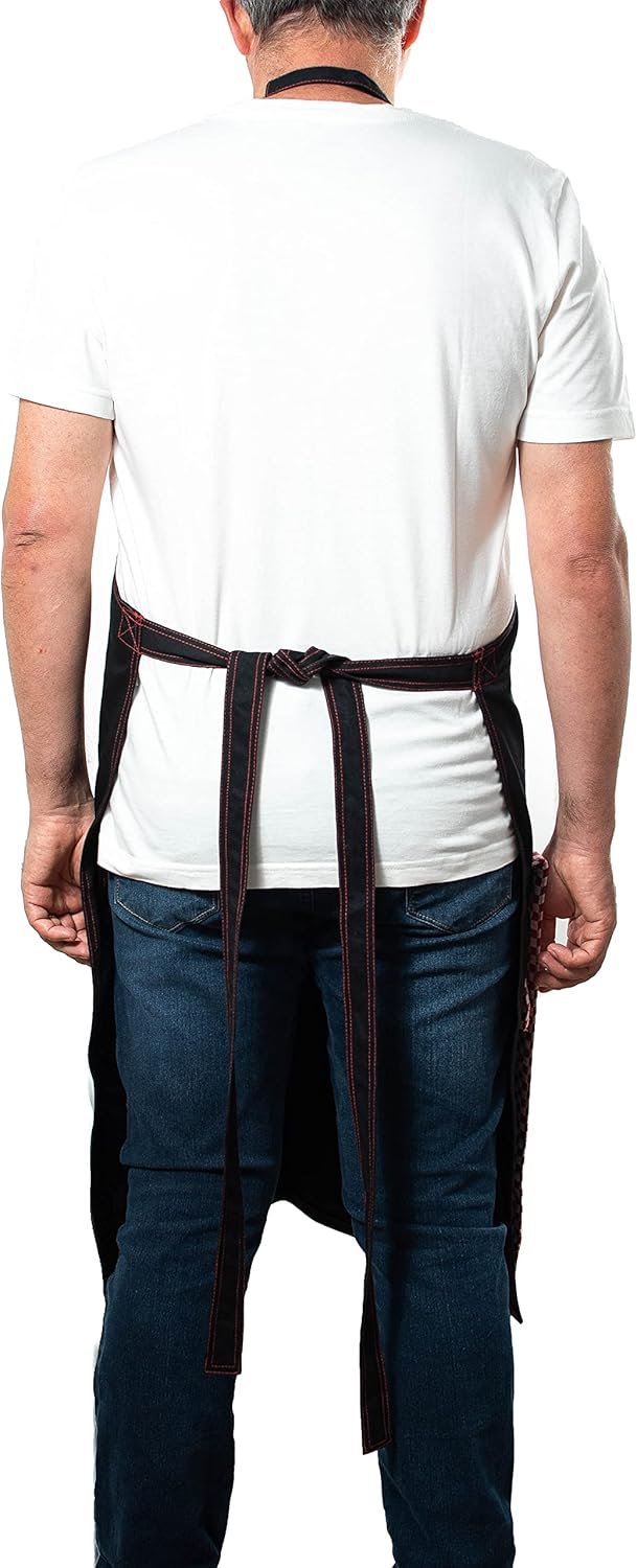 BÖHM Professional Chef Kitchen Apron with Pockets, Tool Loops, Adjustable Neck Strap, Durable Double Stitched Cotton. Incl. heat resistant Pot/Pan Towel for handling Hot items - Image 8