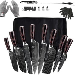 FULLHI 14pcs Japanese Knife Set – Premium German Stainless Steel Kitchen Knives