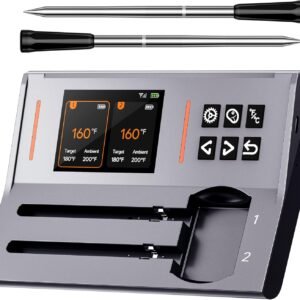 Dual Probes Meat Thermometer, Smart Digital Magnetic Standalone Base, Bluetooth Wireless Meat Thermometer Remote Tracking and Real-Time Readings, iOS and Android, for Grill, BBQ, Smoker