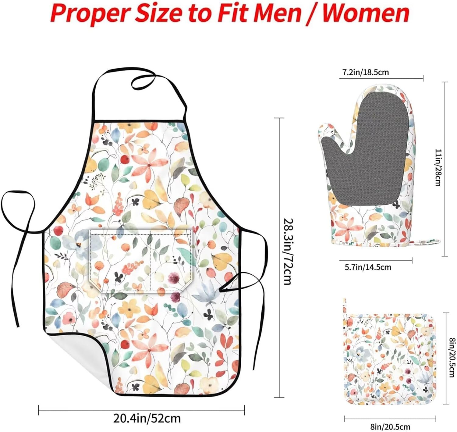 Oven Mitts and Pot Holders with Apron Set of 5 Silicone Kitchen Mitts Apron Pot Holder Set Oven Gloves Hot Holders - Image 2