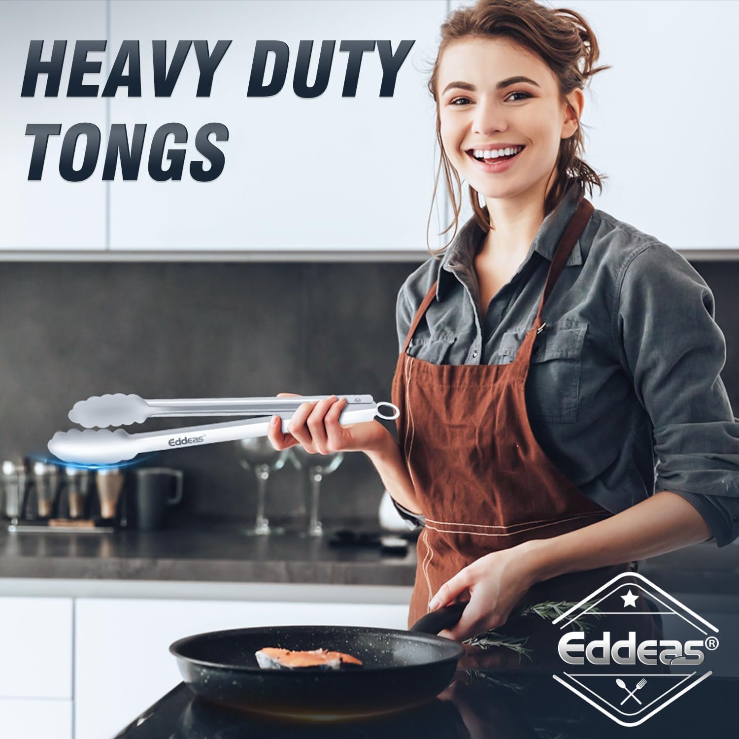 Grill Tongs, Heat Resistant 600 Degrees 17 & 12 Inch Extra Long BBQ Tongs, All Metal Kitchen tongs, Stainless Steel Locking tong for Cooking, Grilling, Barbecue/BBQ, Buffet, Set of 2 - Image 5