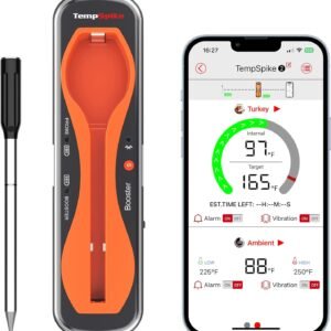 ThermoPro TempSpike 500 ft Wireless Meat Thermometer Digital, Bluetooth Meat Thermometer Wrieless for Beef Lamb Chicken Turkey, Smoker Acccessories for Rotisserie Sous Vide BBQ Oven Air Fryer