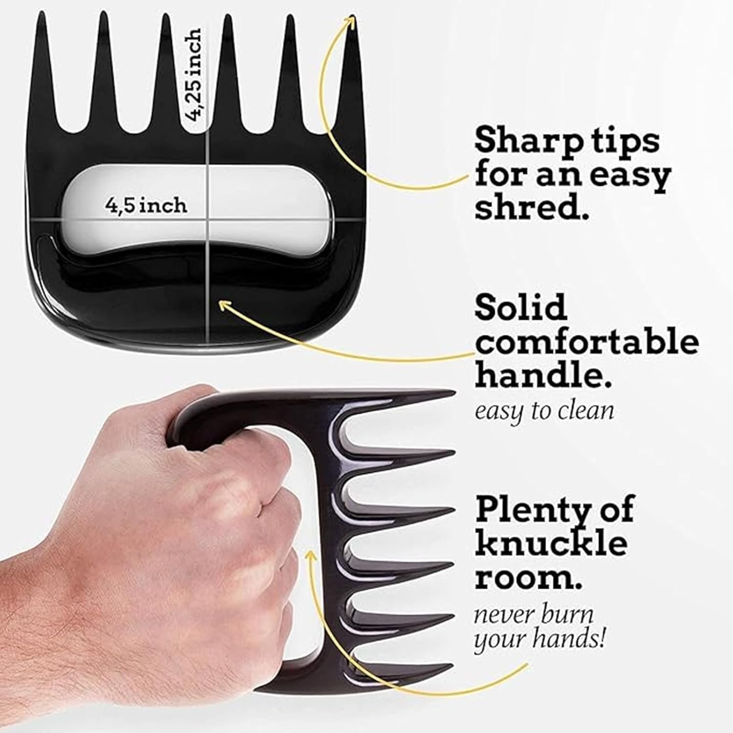 Claw Meats, Multi-Purpose Claw Meat Shredder, Meat Claws for Shredding, Barbecue Accessories Bear Claws for Shredding Meat BBQ Pulled Pork, Chicken in Kitchen, Grill, Black