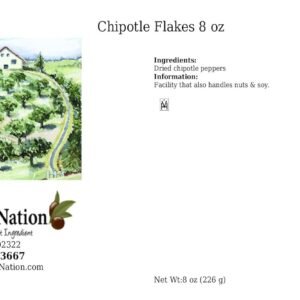 OliveNation Chipotle Flakes, Dried Ripe Jalapeno Peppers, Smoky Authentic South American Medium Heat, Non-GMO, Gluten Free, Kosher, Vegan – 8 ounces