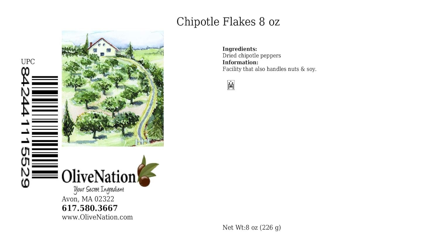 OliveNation Chipotle Flakes, Dried Ripe Jalapeno Peppers, Smoky Authentic South American Medium Heat, Non-GMO, Gluten Free, Kosher, Vegan - 8 ounces
