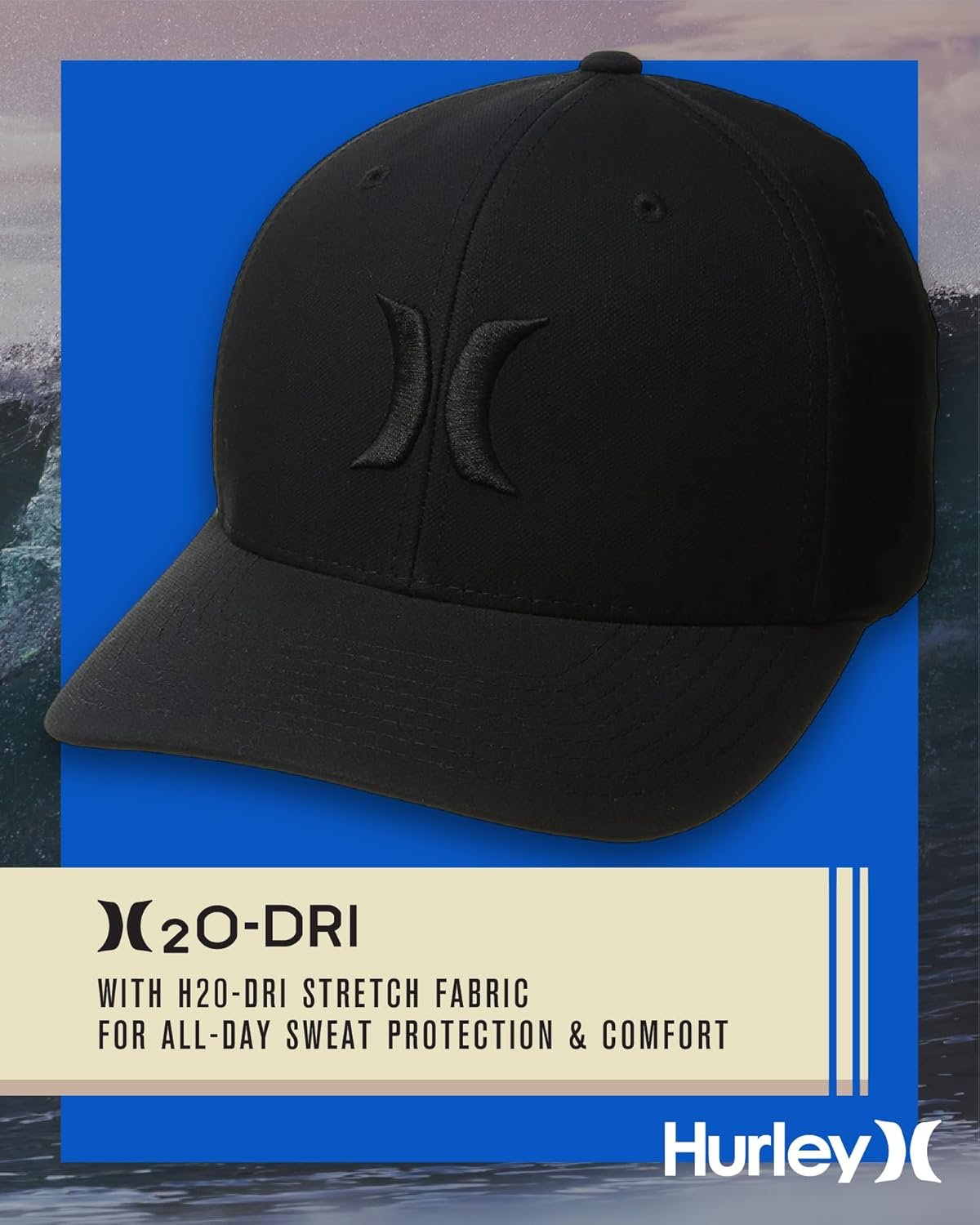 Hurley Mens Baseball Cap - Curved Brim Flexfit Fitted Hats for Men (Sizes: S-XL) - Image 4