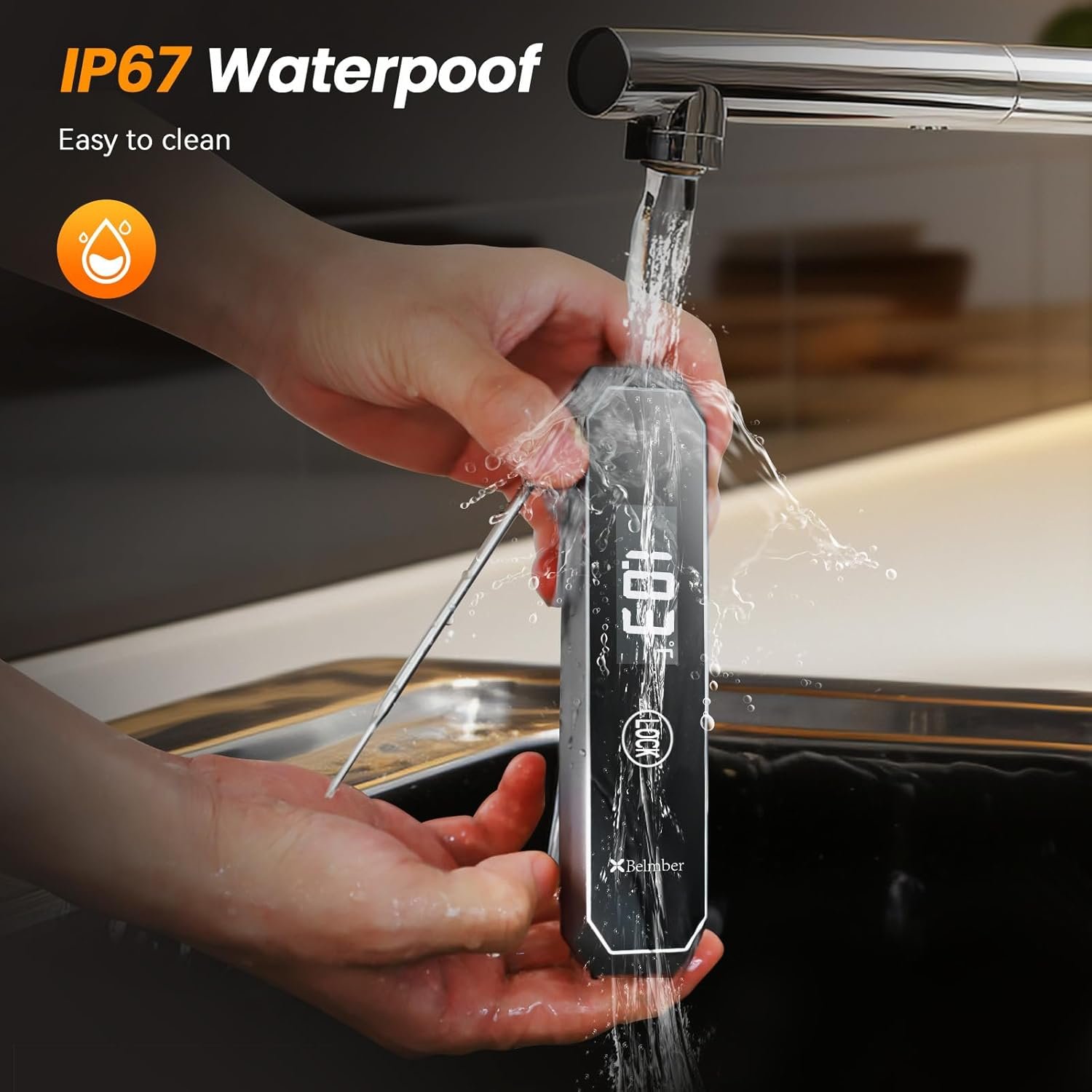 Meat Thermometer Digital, 0.5 Sec Instant Read Food Thermometer for Cooking Grilling Air Fryer, Kitchen Cooking Food Thermometer for BBQ Smoker Oil Fry Candy Thermometers (Grey) - Image 5