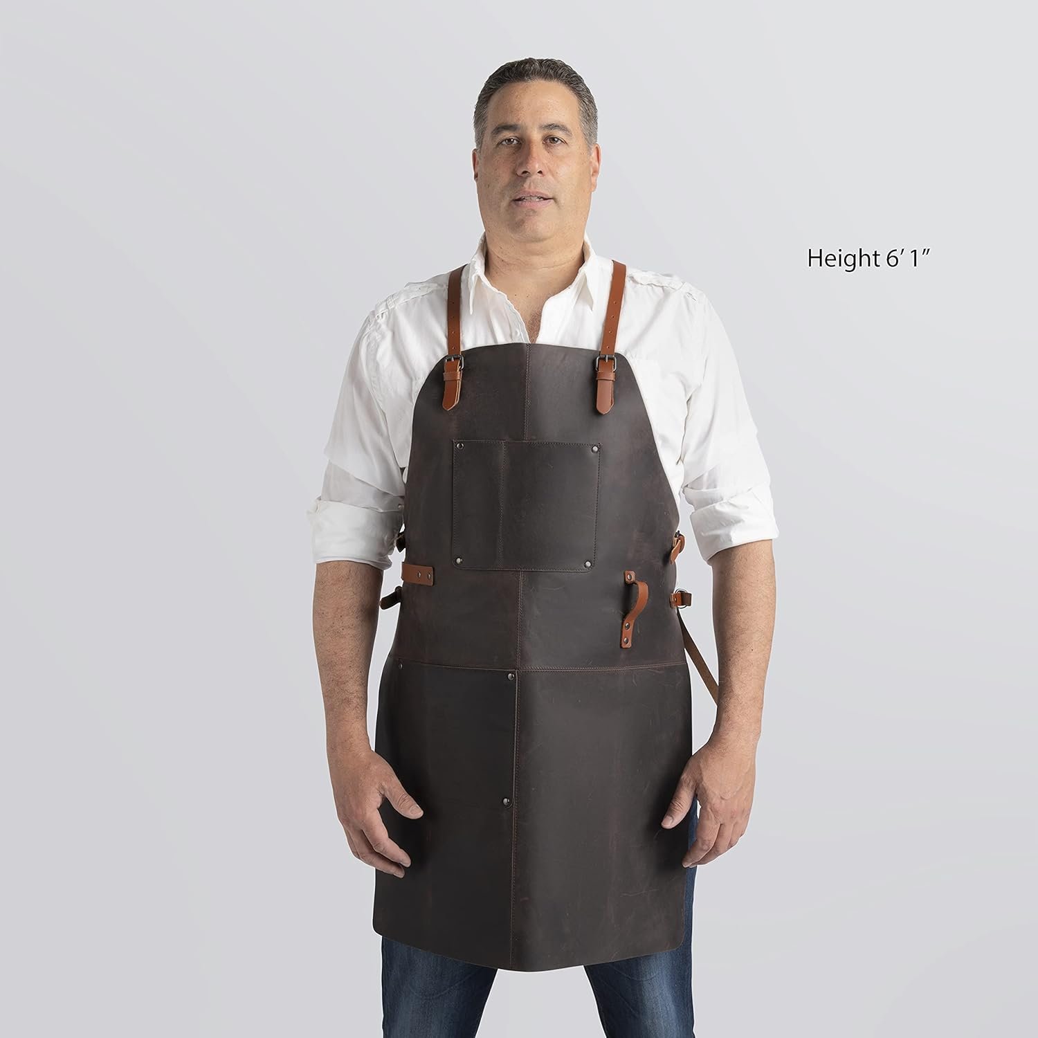 Theodore Genuine Top‑Grain Leather Apron with Cross‑Back for Men & Women – 32.5″ × 24.5″ Heavy‑Duty BBQ, Cooking, Woodworking Apron with Two Large Tool Pockets - Image 3