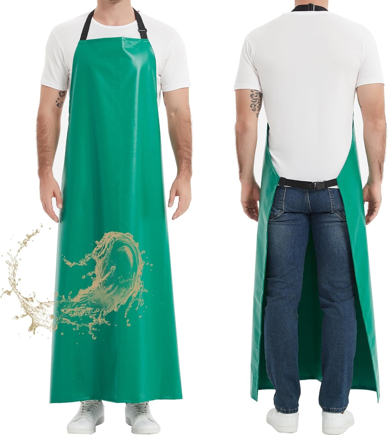 Thicker Rubber Apron, Extra Long Adjustable Apron, Heavy Duty Oil&Chemical Resistant Waterproof Work Aprons