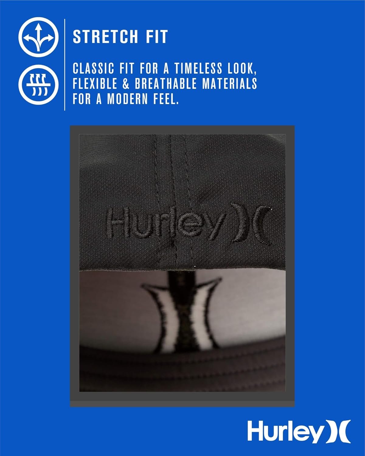 Hurley Mens Baseball Cap - Curved Brim Flexfit Fitted Hats for Men (Sizes: S-XL) - Image 5