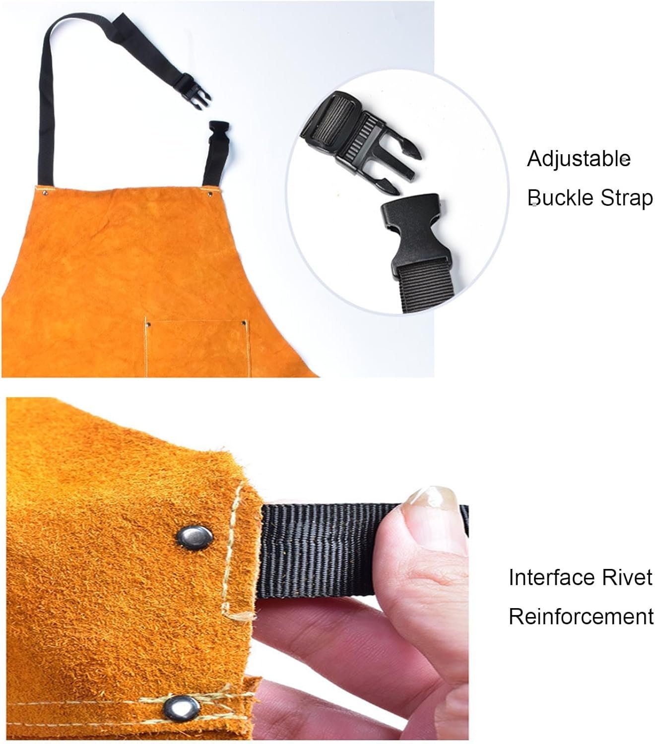 Leather Welding Work Apron for Men, Heat & Flame Resistant Bib Apron Tools Apron, Heavy Duty Blacksmith Work Apron, Suitable for BBQ/Welding/Cutting/Metal Processing - Image 4