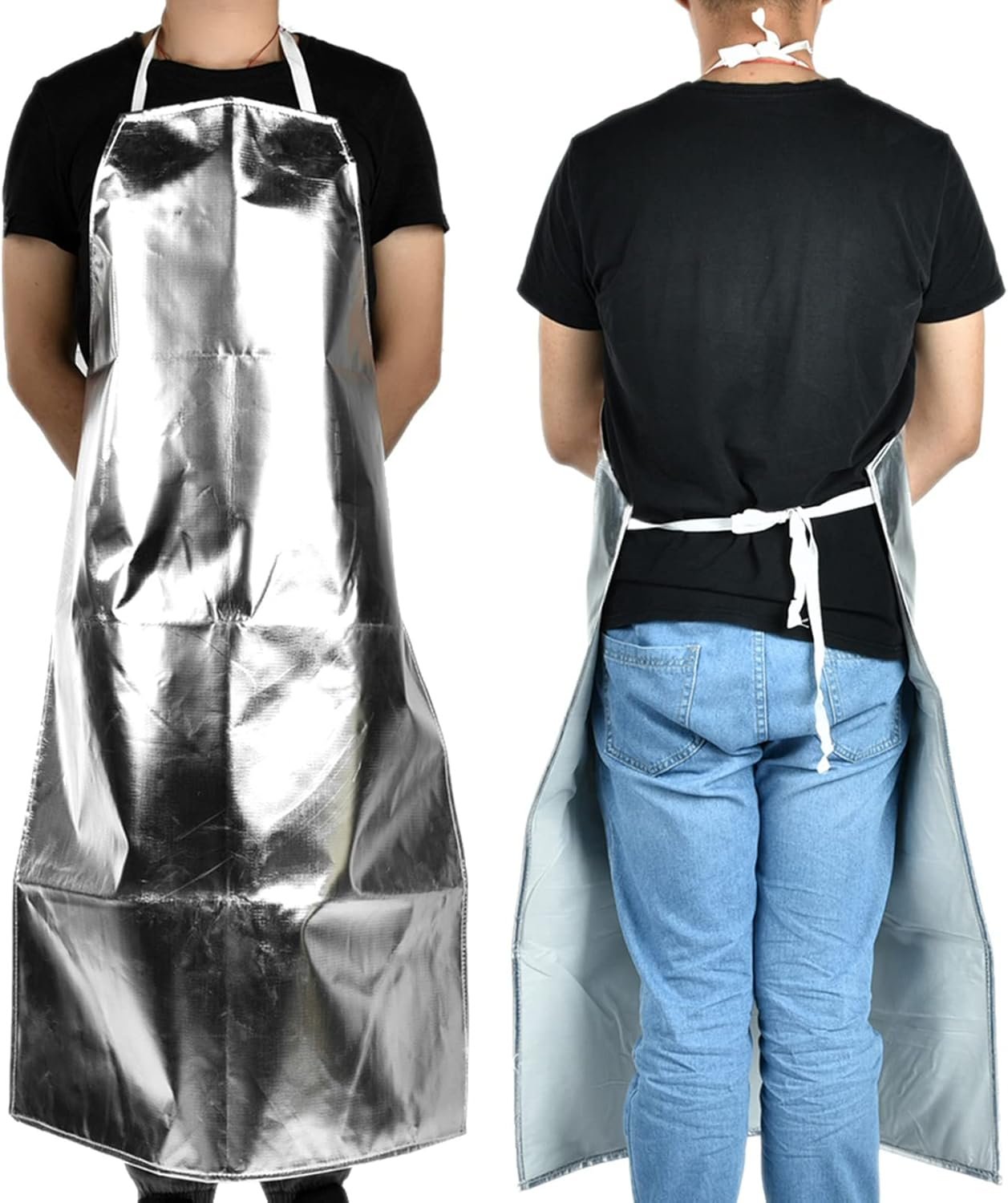 Ejoyous Heat Resistant Apron, Aluminum Foil Apron 1000°C High Temperature Workshop Flame Resistant Working Welding Aprons for Kitchen Cooking BBQ Grilling - Image 7