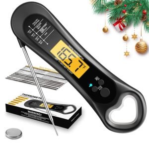 Meat Thermometer Digital, Instant Read Meat Thermometer for Grill and Cooking, with Bottle Opener, Backlight & Calibration Food Thermometer, Kitchen Gadgets for BBQ, Turkey, Candy, Liquids