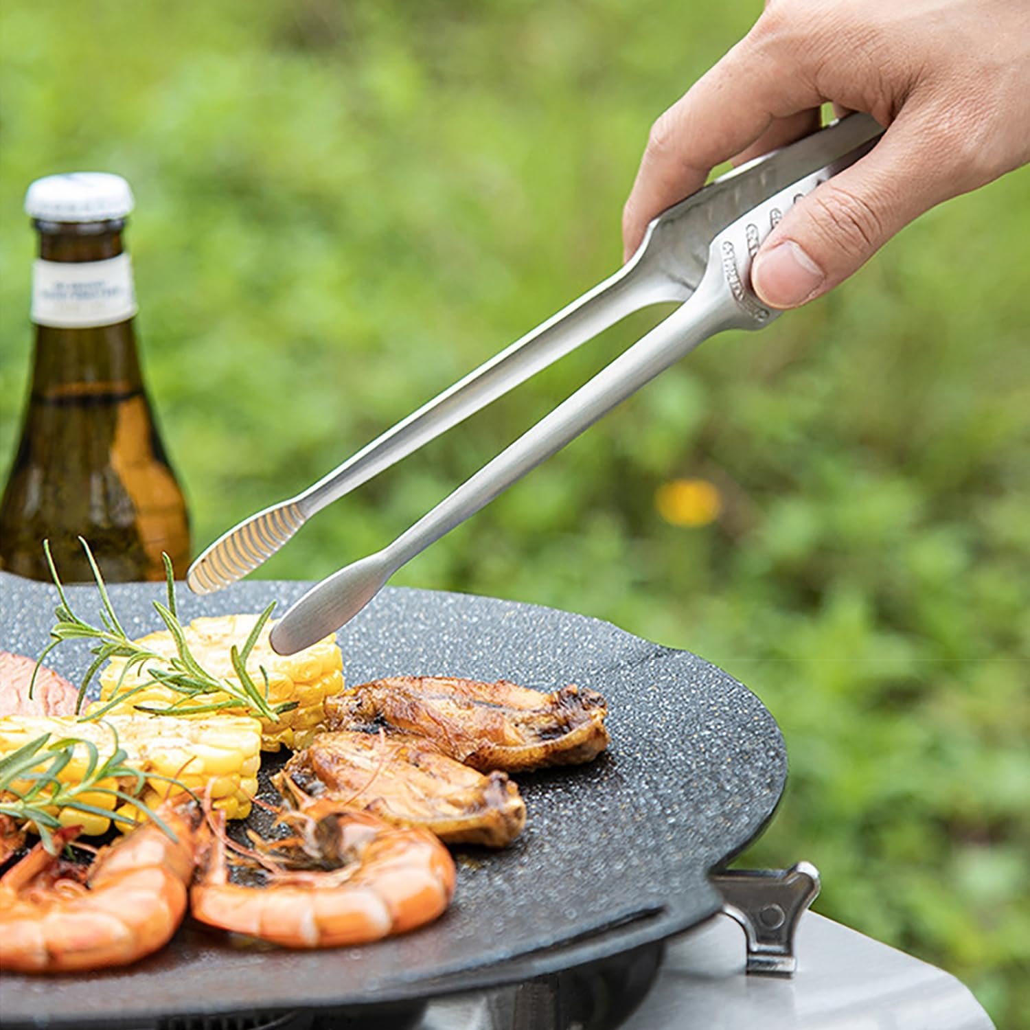 JETKONG Stainless Steel Kitchen Tongs, Serving Tongs for Cooking, 10.6" Metal Food Tongs with Non-Slip Comfort Grip, Non-Stick Cooking Tongs Heat Resistant BBQ Tong Grill Tong for Barbecue Grilling - Image 3