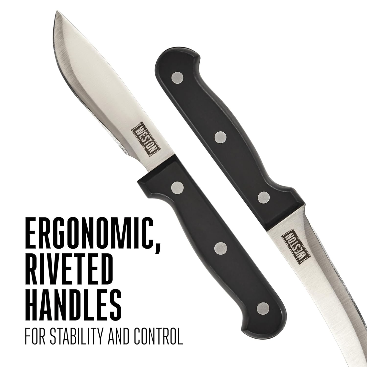 Weston 10-Piece Game Processing Knife Kit, 8" Butcher, 6" Cleaver, 5.3" Fillet, and 4.2" Skinning Knives, Adjustable 12.25" Butcher Saw, Sharpener, Shears & Storage Case, Stainless Steel (83-7001-W) - Image 4