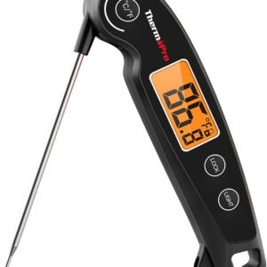 ThermoPro TP605 Instant Read Meat Thermometer Digital for Cooking, Waterproof Food Thermometer with Backlight & Calibration, Digital Probe Cooking Thermometer for Kitchen, Outdoor Grilling and BBQ