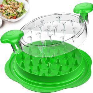 Chicken Shredder Large Chicken Breast Shredder Tool Twist with Brush&Fork, Visible Meat Shredder Machine, Strong Anti-Slip Strip, Ergonomic Handle, BPA Free, Suitable for Pork Beef Chicken(Green)