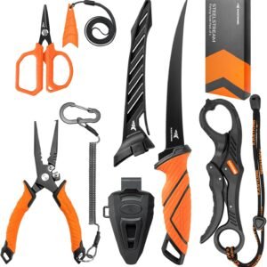KastKing SteelStream Fishing Tool Set, Fishing Gear – Corrosion Resistant Fishing Pliers, Fillet Knife, Fishing Scissors, Fish Lip Gripper, Multi-Functional Jaw, Fishing Gifts for Men