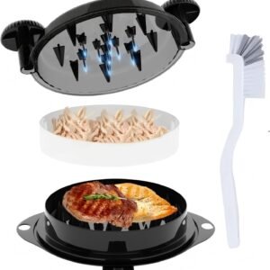 Chicken Shredder Meat Shredder Tool Twist Chicken Breast Shredder Large-Shredding Tools Chicken Breast, Pulled Pork, Beef with Stainless Steel Spikes (Black&Black)