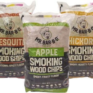 Wood Smoker Chips Bundle of 3 Flavors – Apple, Mesquite & Hickory Wood Chips by Mr. Bar-B-Q, Can be Used on Gas & Charcoal Grill, Variety of Flavors for Smokers, Grilling, BBQ, Camping(3 x 1.6 Lb Bag)