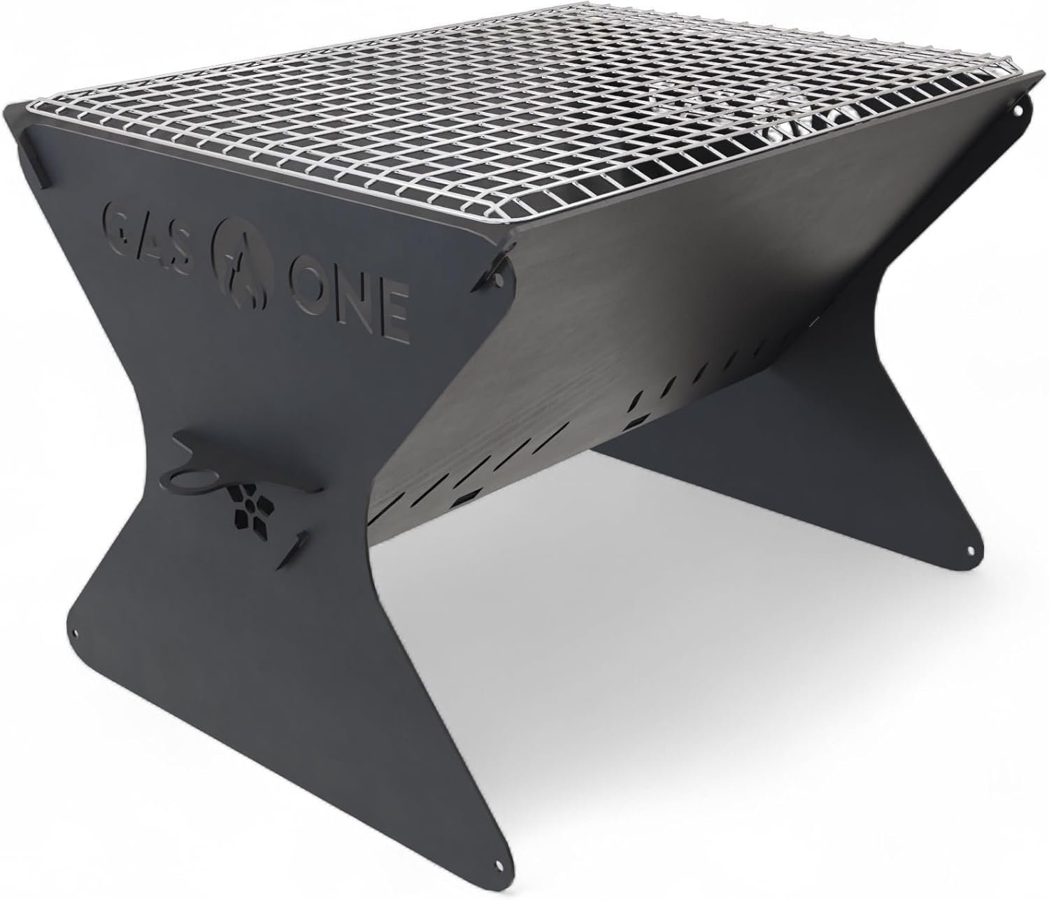 GasOne 15” Portable Charcoal Grill – Foldable BBQ Grill – Camping Grills for Backyard, Bonfire, Patio – Heavy-Duty Portable Fire Pit – Camp Cooking Gear