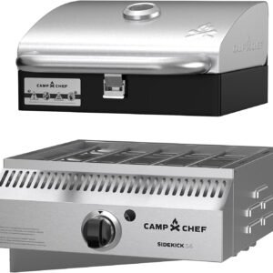 Camp Chef Sidekick Sear – Includes BBQ Box for Pellet Grill – Accessory for Outdoor Cooking – Sear & Grill with Ease – 14″ Cooking System Compatible, Silver