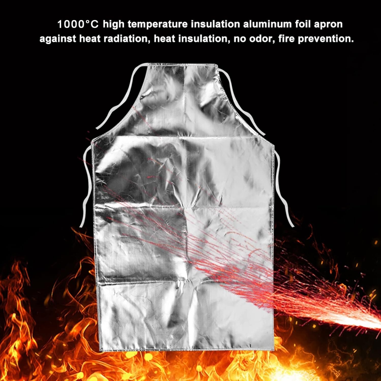 Ejoyous Heat Resistant Apron, Aluminum Foil Apron 1000°C High Temperature Workshop Flame Resistant Working Welding Aprons for Kitchen Cooking BBQ Grilling - Image 2