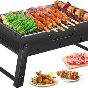 Portable Charcoal BBQ Grill – Folding Smoker, Perfect for Camping, Picnics, Garden & Beach Parties, Black