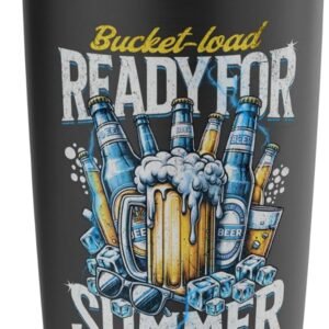 Cold Beer Bucket Summer Vibes and Chill BBQ Beach Moments Stainless Steel Insulated Tumbler