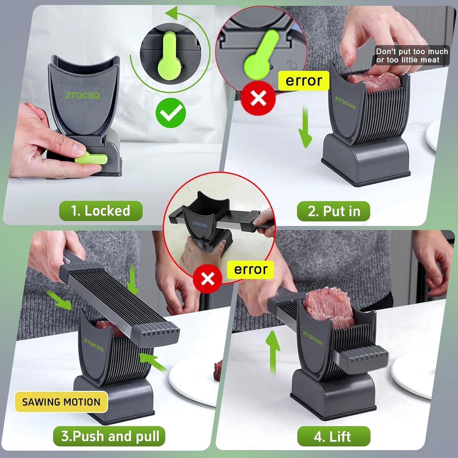 Fresh Meat Slicer Cleaver, Thickness Adjustable 2 or 4 mm, Manual Fresh Meat Cutter, Fresh Meat Slicing Shredding, Fresh Beef Pork Mutton for Home Cooking BBQ Hot Pot Meat Slicer, Meat Cleavers - Image 5