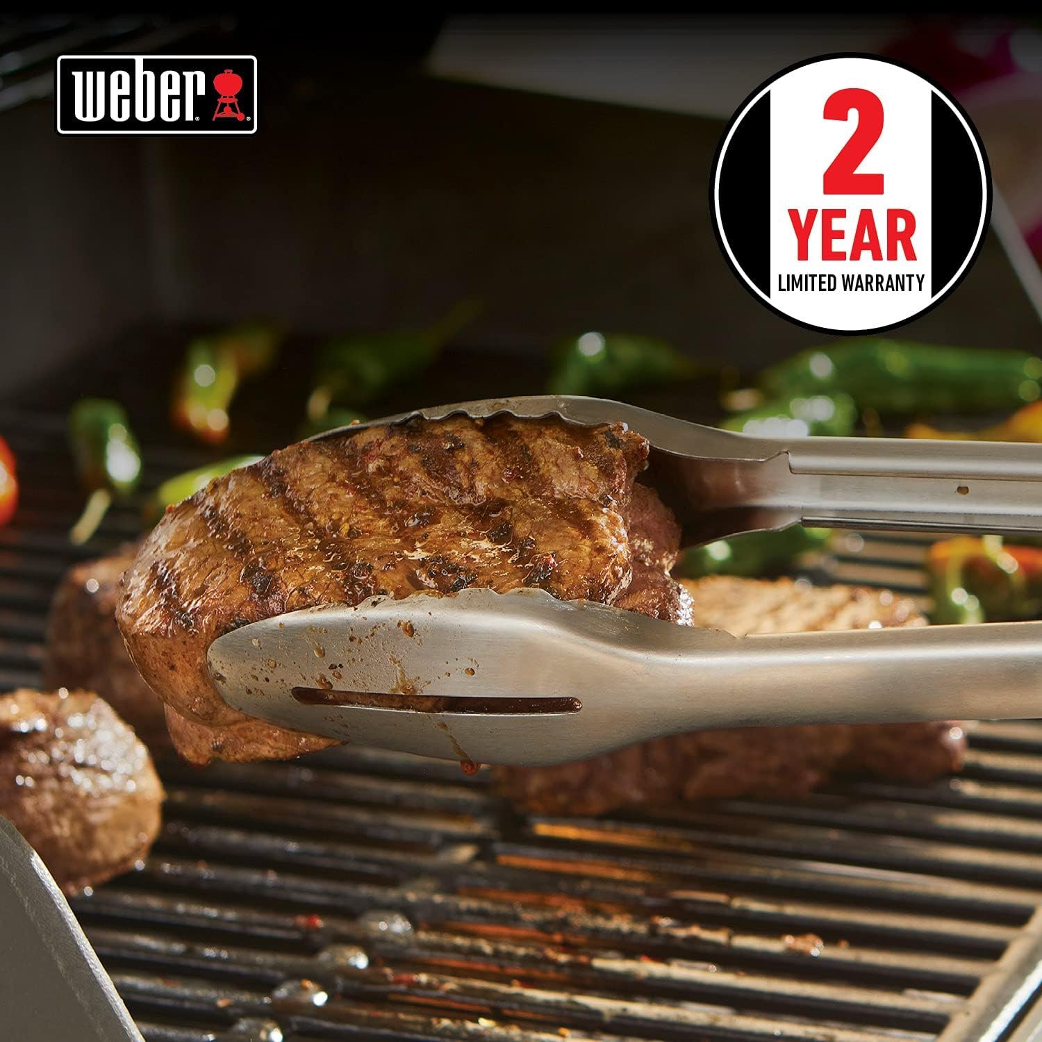 Weber Precision Grill Tongs, 18 inch, Stainless Steel - Image 2