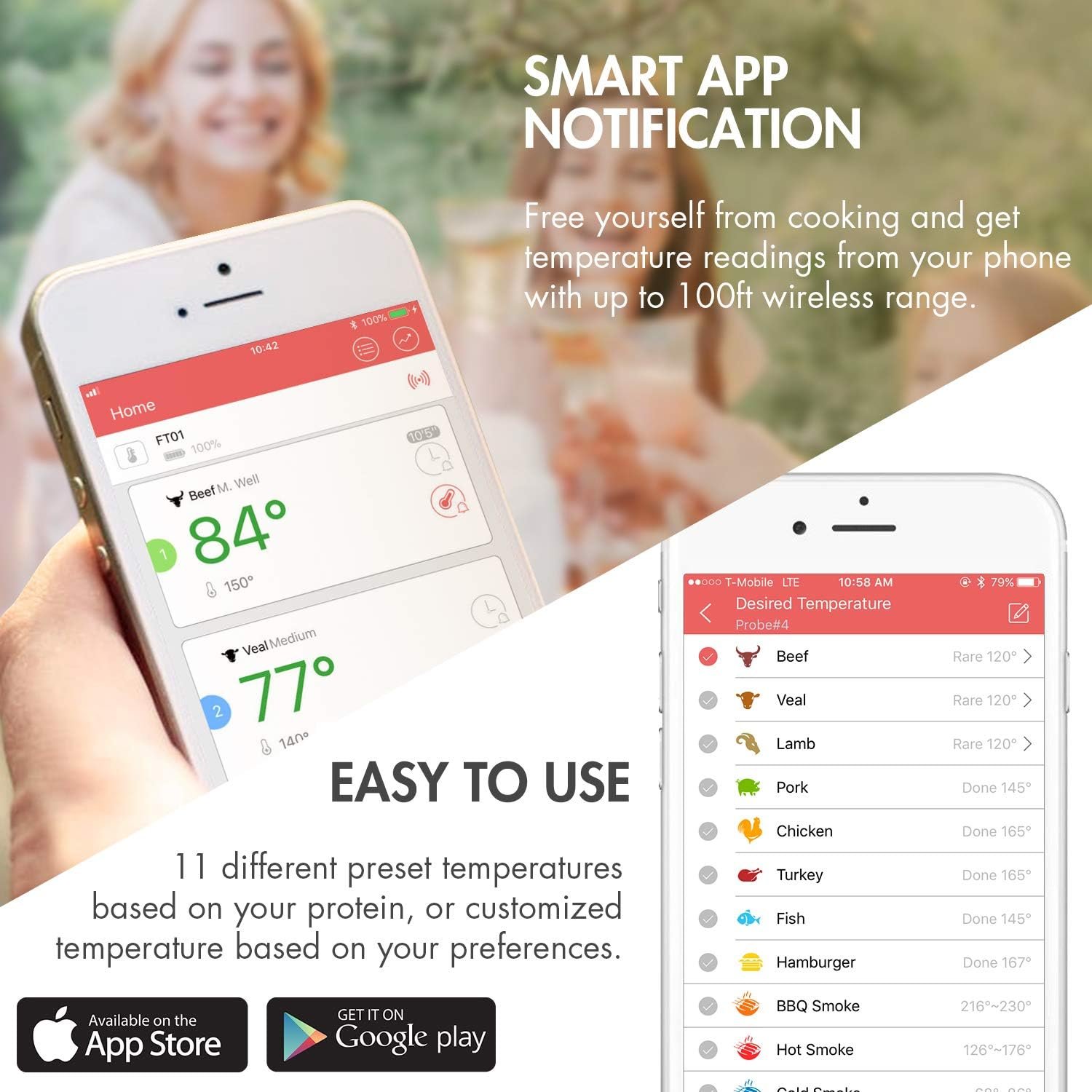 Tenergy Solis Digital Meat Thermometer, APP Controlled Wireless Bluetooth Smart BBQ Thermometer w/ 6 Stainless Steel Probes & Carrying Case, Cooking Thermometer for Grill & Smoker - Image 3