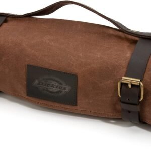 Dickies Chef Knife Roll Bag Portable Organizer and Cutlery Storage Roll, Waxed Canvas and Leather, Medium