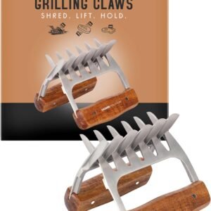 Premium 18/8 Stainless Steel Meat Shredder Claws with Wooden Handles: Effortlessly Shred, Pull, and Serve Pork, Turkey, Chicken, and Brisket!