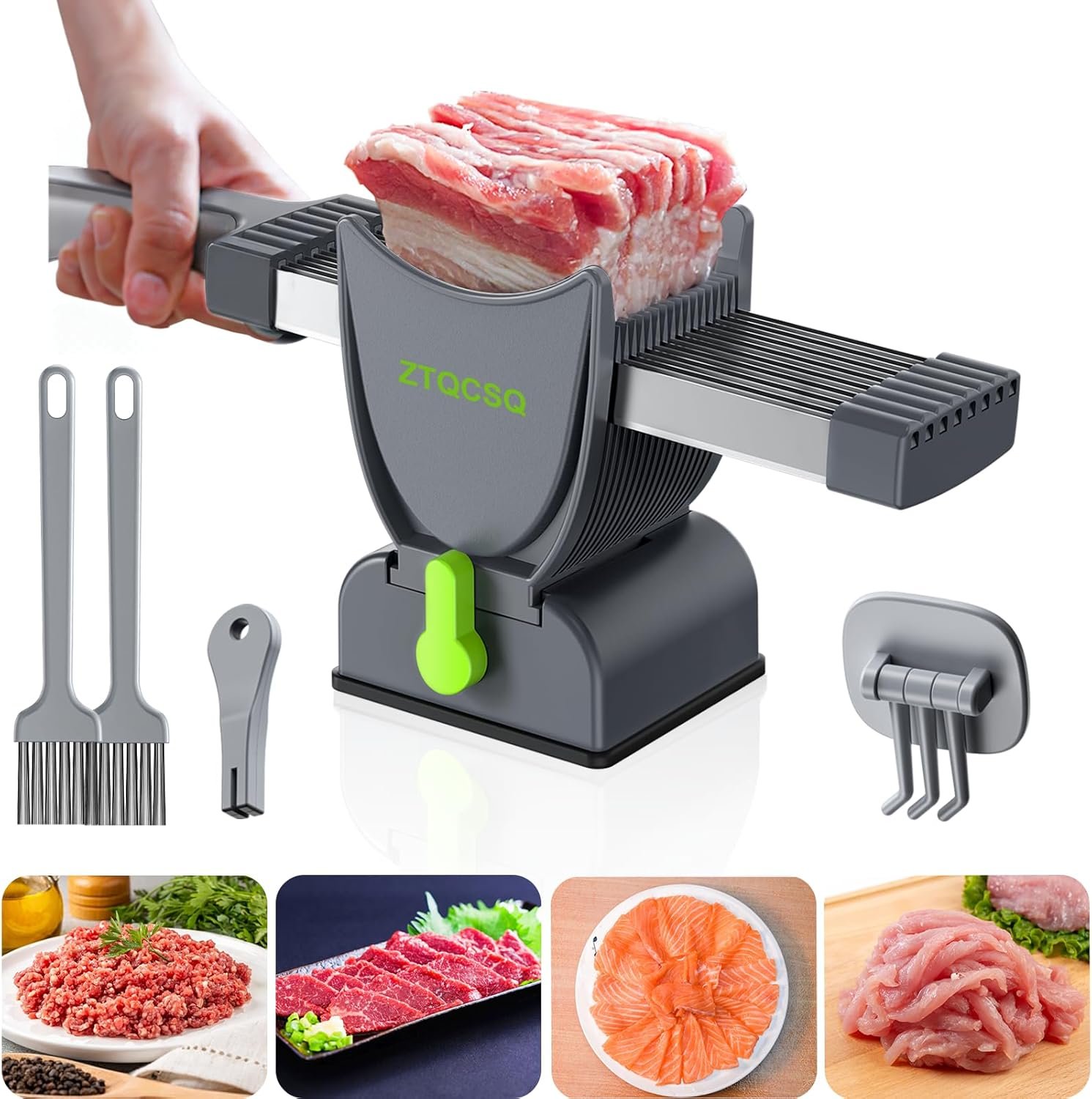 Fresh Meat Slicer Cleaver, Thickness Adjustable 2 or 4 mm, Manual Fresh Meat Cutter, Fresh Meat Slicing Shredding, Fresh Beef Pork Mutton for Home Cooking BBQ Hot Pot Meat Slicer, Meat Cleavers