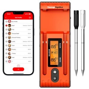 ThermoPro TempSpike Wireless Meat Thermometer with 2 Meat Probes, 500FT Bluetooth Meat Thermometer for Cooking with LCD-Enhanced Booster for Food Turkey Beef Rotisserie BBQ Oven Smoker Thermometer