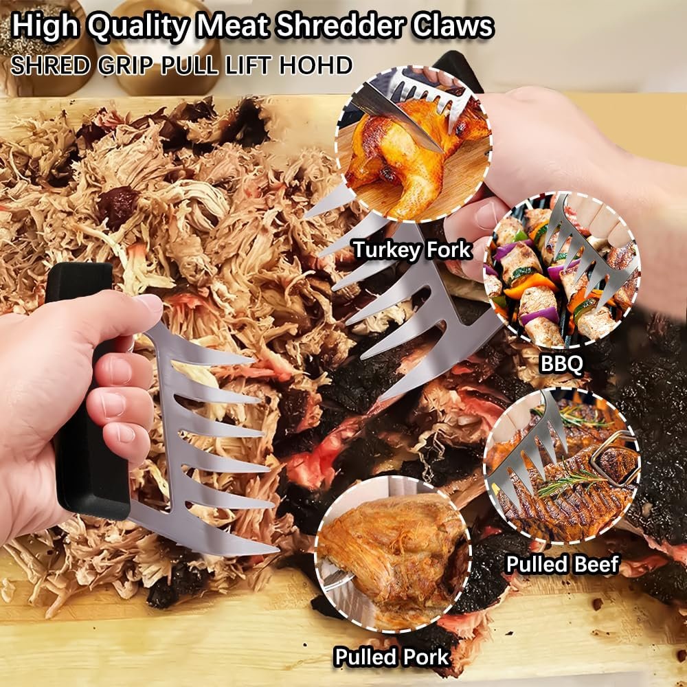 Meat Shredder Claws, Meat Claw Stainless Steel Meat Shredder Claws Pulled Pork Claw for Shredding Handing Carving Food Shredding Meat, BBQ Smoker Grilling Accessories Gift for Dad on Father's Day - Image 4