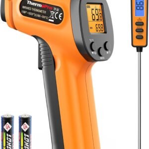 ThermoPro Temperature Gun, Infrared Thermometer Gun with Laser Pointer, Meat Thermometer Digital with Super Long Probe, Food Thermometer for Cooking, Laser Thermometer Gun -58℉-1022℉ Not for Human