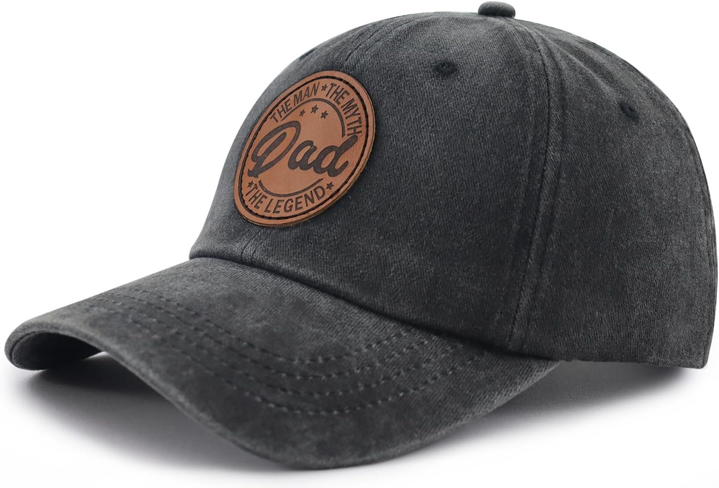 Dad The Man The Myth The Legend Hat for Men, Funny Adjustable Cotton Leather Patch Papa Baseball Cap - Image 3