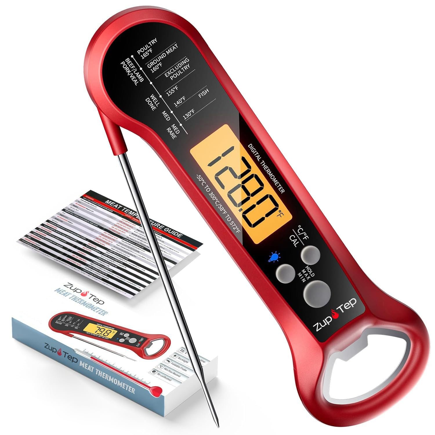 Meat Thermometer Digital – Instant Read Food Thermometer for Cooking with Long Probe and Backlit Display, Fast Accurate Temperature for Grill, BBQ, Smoker, Candy, Kitchen Essentials