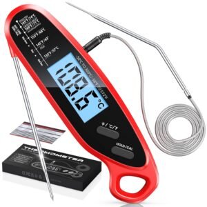Instant Read Meat Thermometer Digital for Cooking with Dual Probe, Big Backlit & Calibration, Food Thermometer for BBQ, Grill, Smoker, Oven, Candy & Oil Fry, Gifts for Men, Kitchen Gadgets