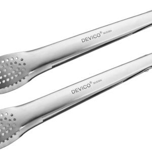 Devico Kitchen Tongs for Cooking, 2-Piece 12 inch 18/8 Stainless Steel Metal BBQ Grill Tongs with Lock