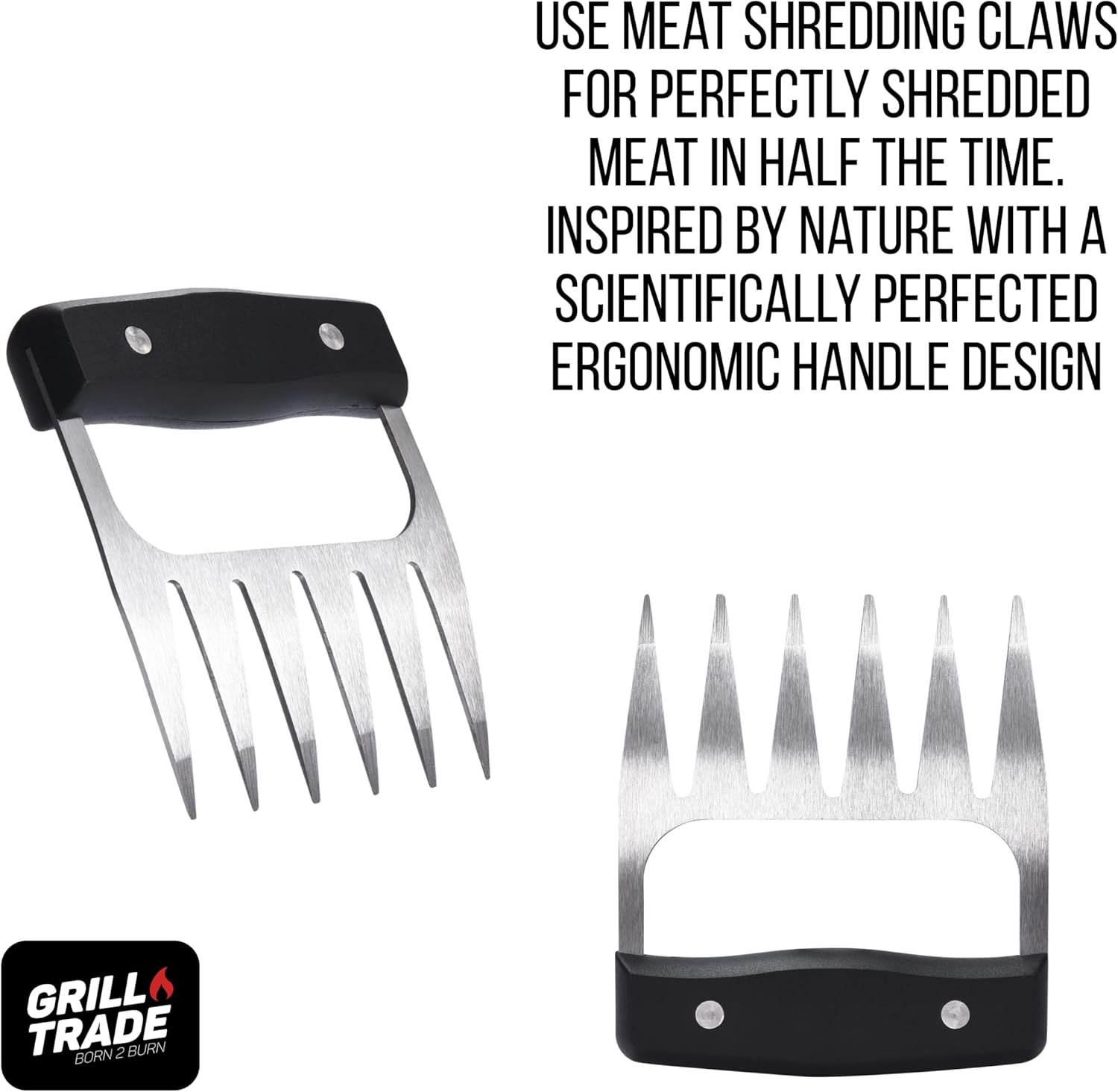 Grill Trade Metal Meat Claws - 1x4x4-Inch Bear Shredder Puller Tool for Shredding Pulled Pork, Chicken, Turkey, Beef - Non-Slip Grip Barbecue, Grilling Accessories for Kitchen or BBQ Party - Black - Image 5