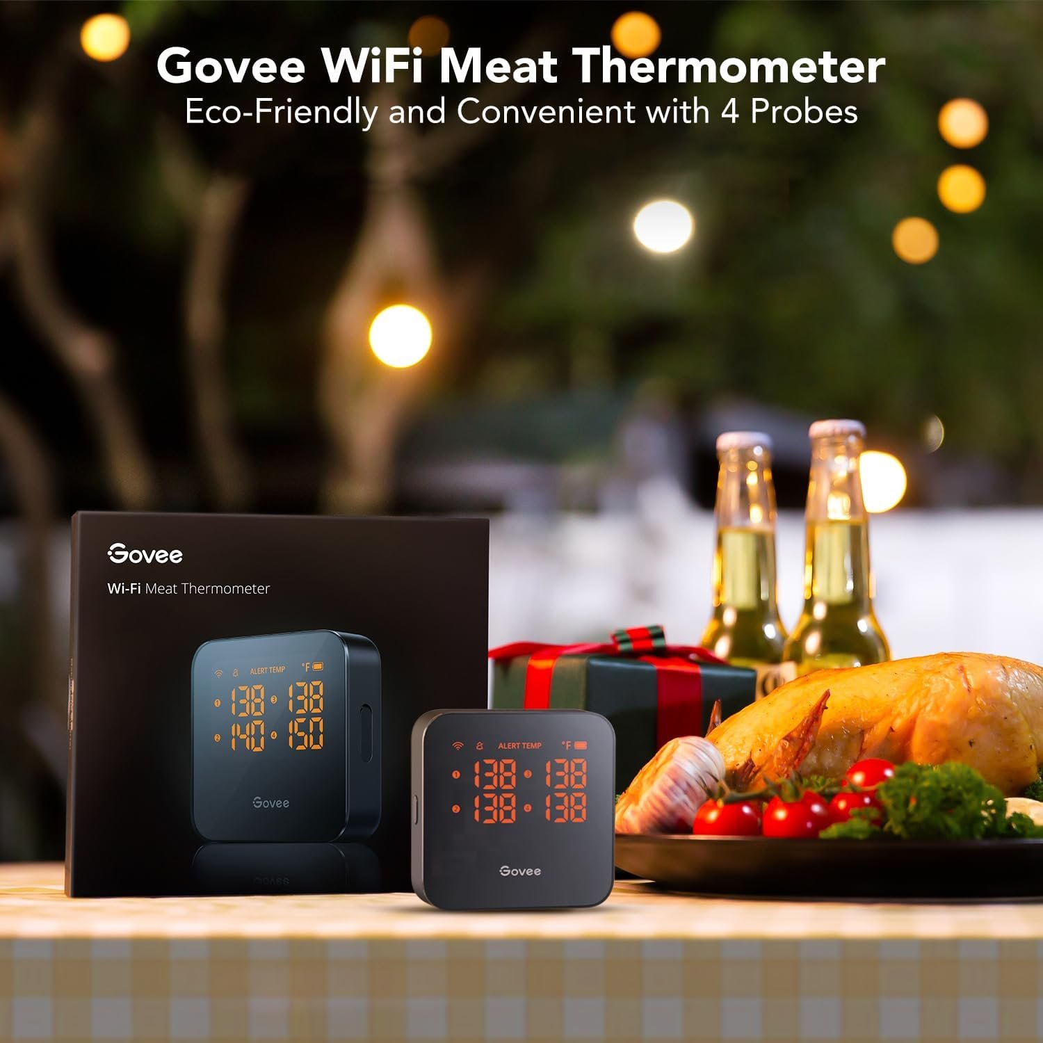 Govee Wireless Meat Thermometer with 4 Probe, Smart WiFi Meat Thermometer with Unlimited Range App Notification Alert, Digital Rechargeable Bluetooth Food Thermometer for Smoker BBQ Grill Oven Kitchen - Image 2
