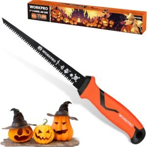 WORKPRO 6-inch Pumpkin Carving Saw&Drywall Saw, Bi-metal Blade Pumpkin Carving knife with Ergonomic Handle, Halloween Professional Pumpkin Carving Tools for Adults with Gift Box
