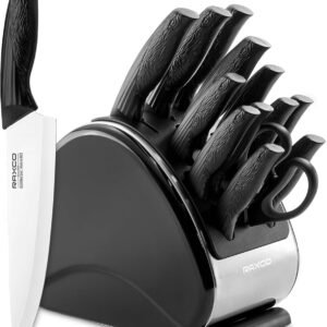 RAXCO Knife Set,15-Piece German Stainless Steel Chef Knives for Kitchen Cutting, Camping & Gift