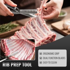 Rib Membrane Removal Tool, Stainless Steel Rib Prep Tool Membrane Remover for BBQ Enthusiasts, Ergonomic Handle for Easy Membrane Removal, Dishwasher Safe BBQ Accessories (1PCS)