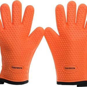 KITCHEN PERFECTION Silicone Smoker Oven Gloves -Extreme Heat Resistant BBQ Gloves -Handle Hot Food Right on Your Smoker Grill Fryer & Pit | Waterproof Oven Mitts |Superior Value Set+3 Bonuses