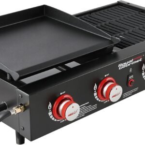 Royal Gourmet GD4002T 4-Burner Tailgater Grill and Griddle Combo, Portable Flat Top Propane Gas Grill with 40,000 BTUs Output for Backyard or Outdoor Cooking, Black