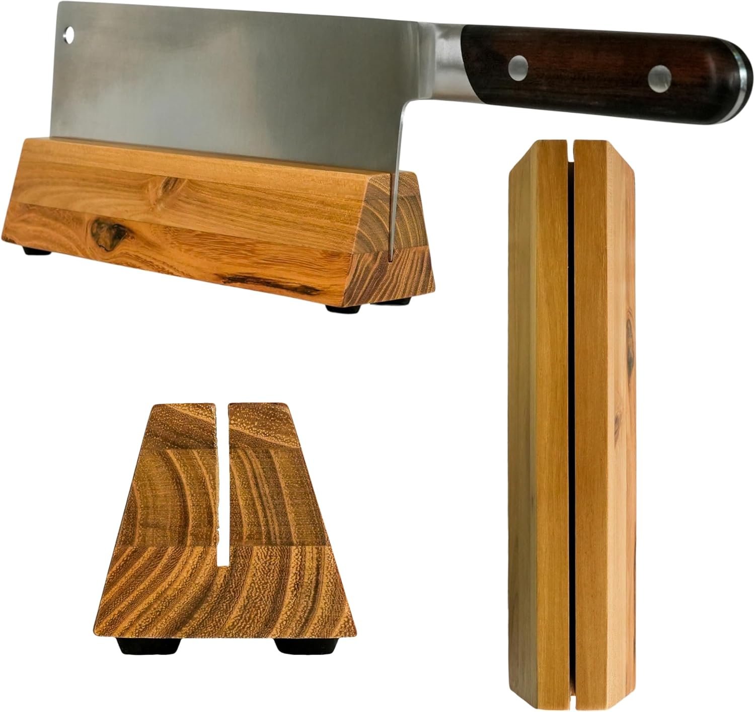 Cleaver Stand | 8.25-inch wood vegetable cleaver knife storage block (Teak, 2mm)